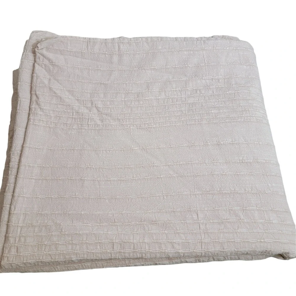 West Elm Reese Linen Cotton Full Queen Duvet Cover Sand Beige Textured 92x88